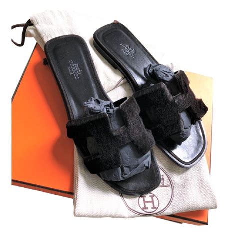 fur hermes sandals|hermes sandals women black.